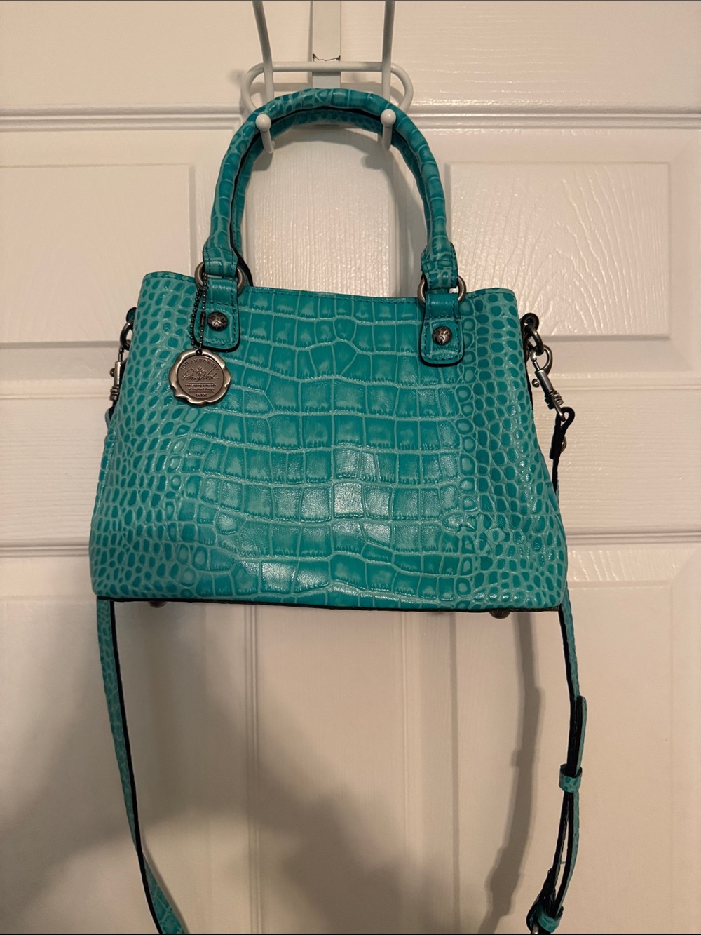 Patricia Nash Turquoise Croc-Embossed Satchel